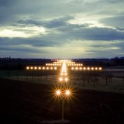 View on navigation lights at dusk